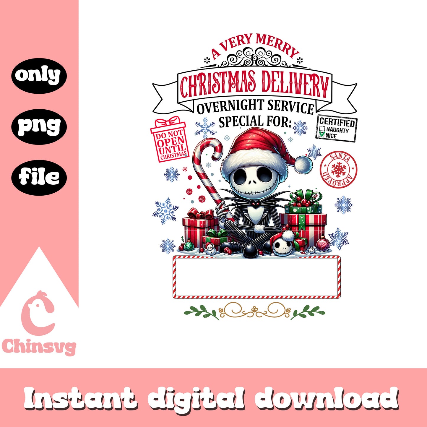 Jack merry christmas delivery png, nightmare before christmas png