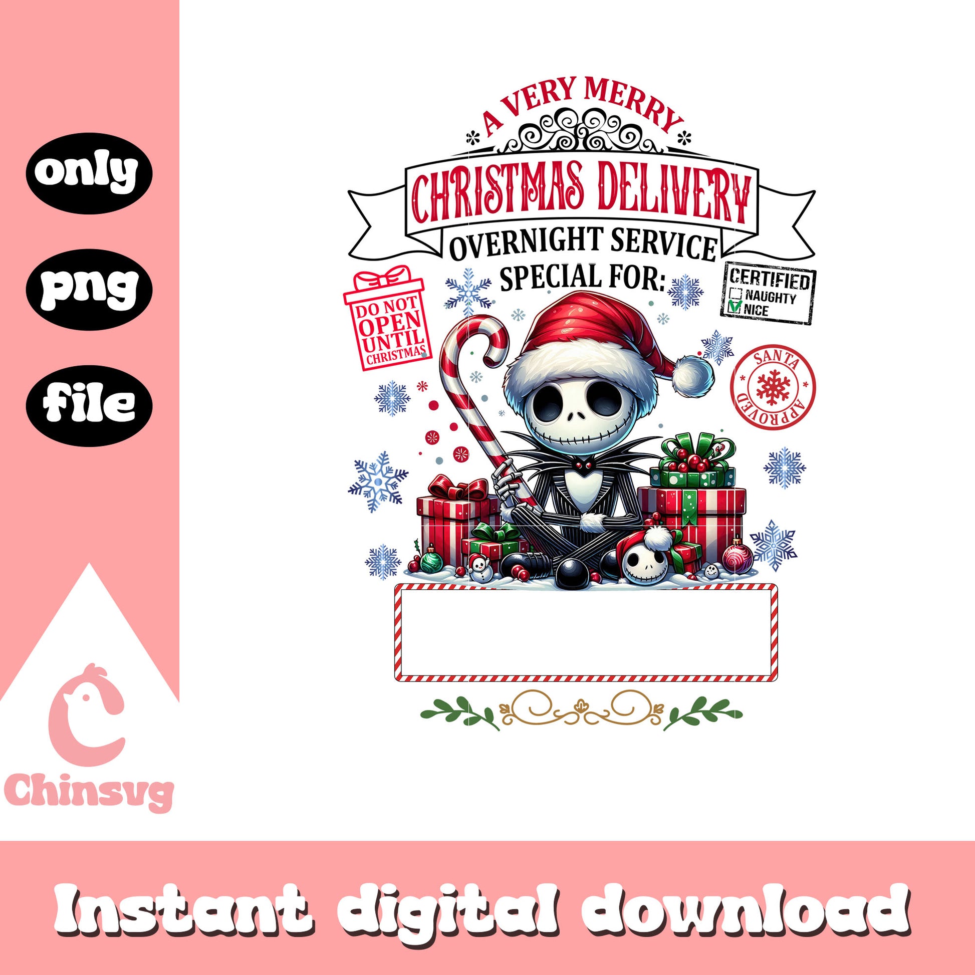 Jack merry christmas delivery png, nightmare before christmas png
