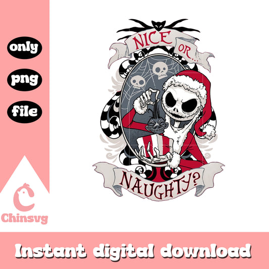 Jack nice or naughty design png, jack skellington christmas png