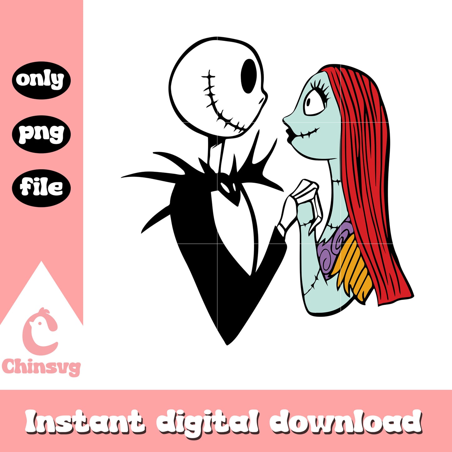 Jack sally hold hands gaze at each other png, jack sally png