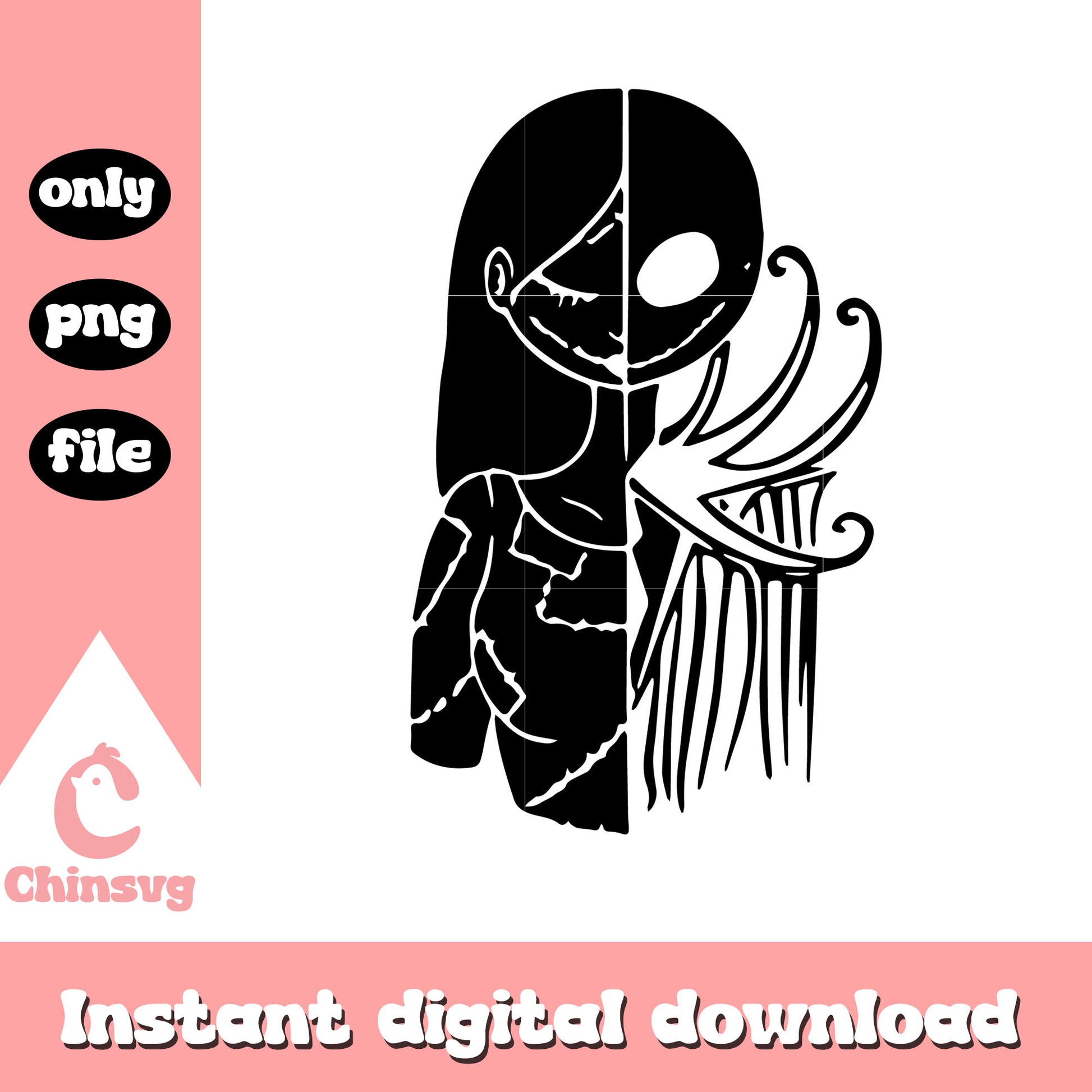 Jack sally portrait collage png, jack skellington and sally png