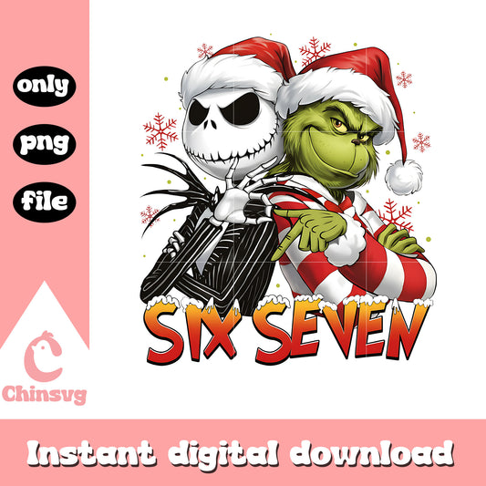 Jack skelington and grinch meme png, six seven meme png