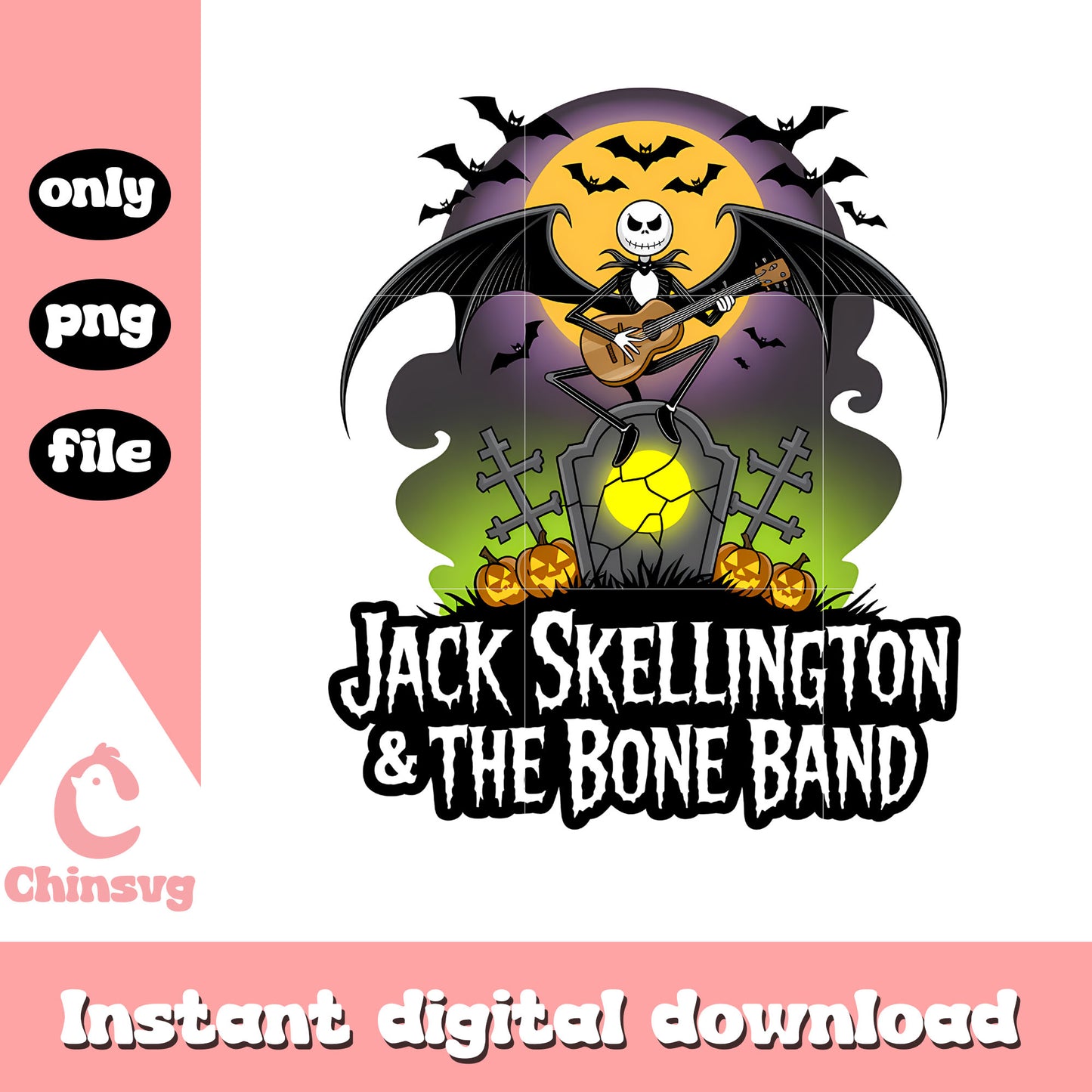 Jack skellington and the bone band design png, jack skellington png