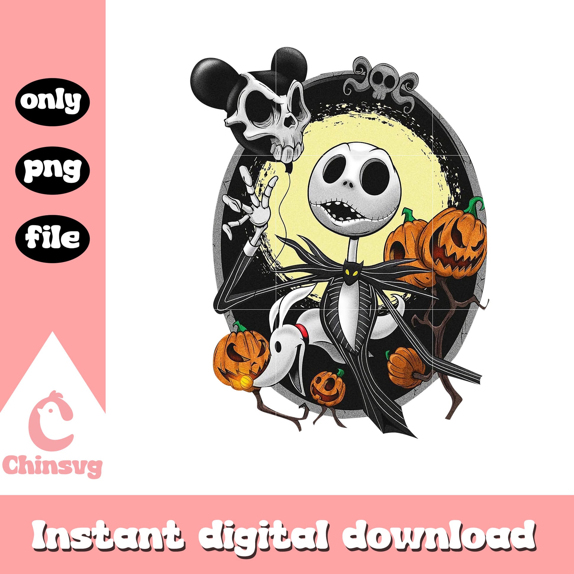 Jack skellington and zero design png, jack with zero png