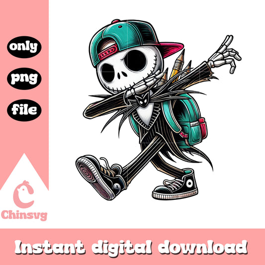 Jack skellington dabbing back to school png, jack skellington art png