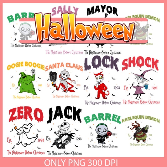 Jack skellington est design bundle png, night before christmas png