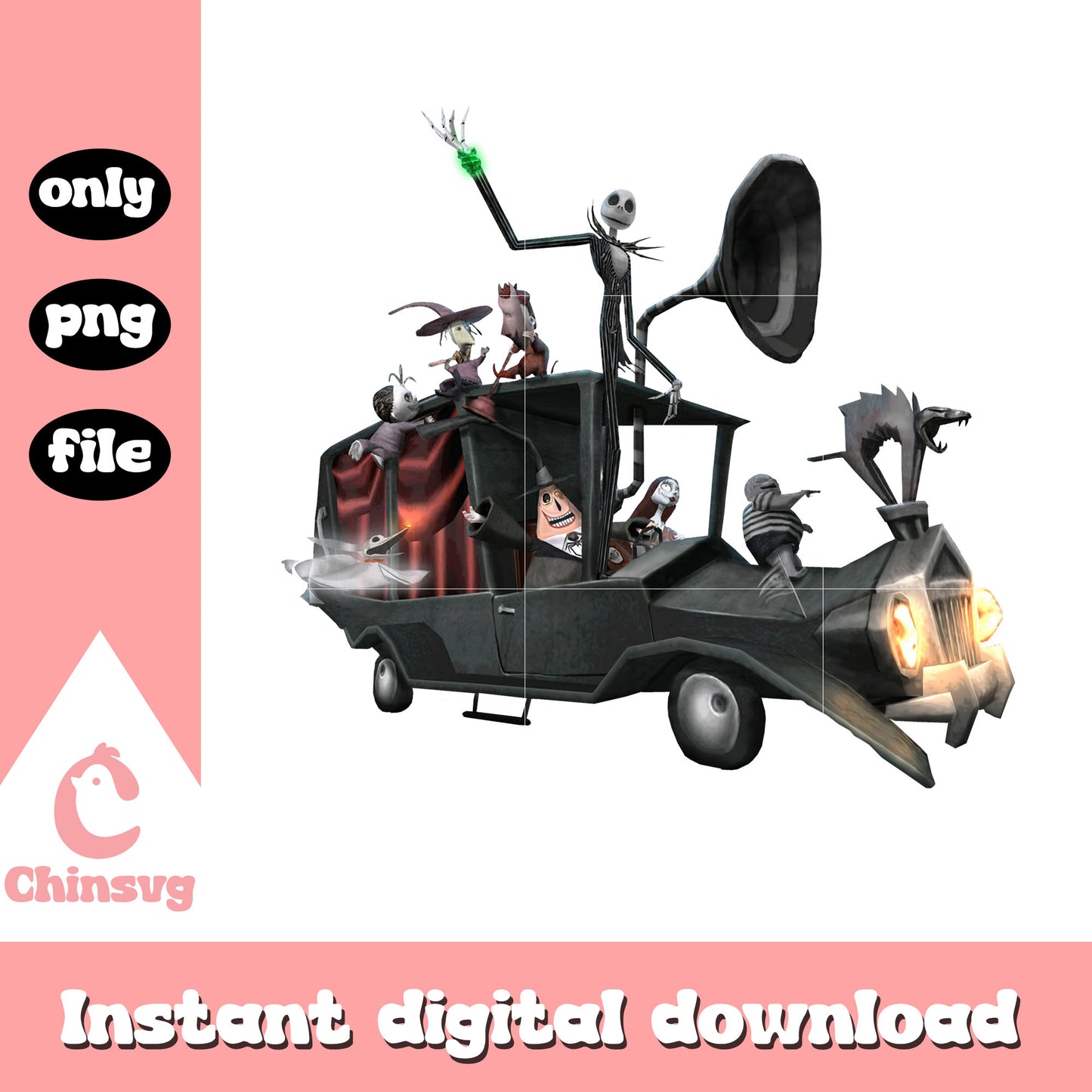 Jack skellington friends in car png, jack skellington art png