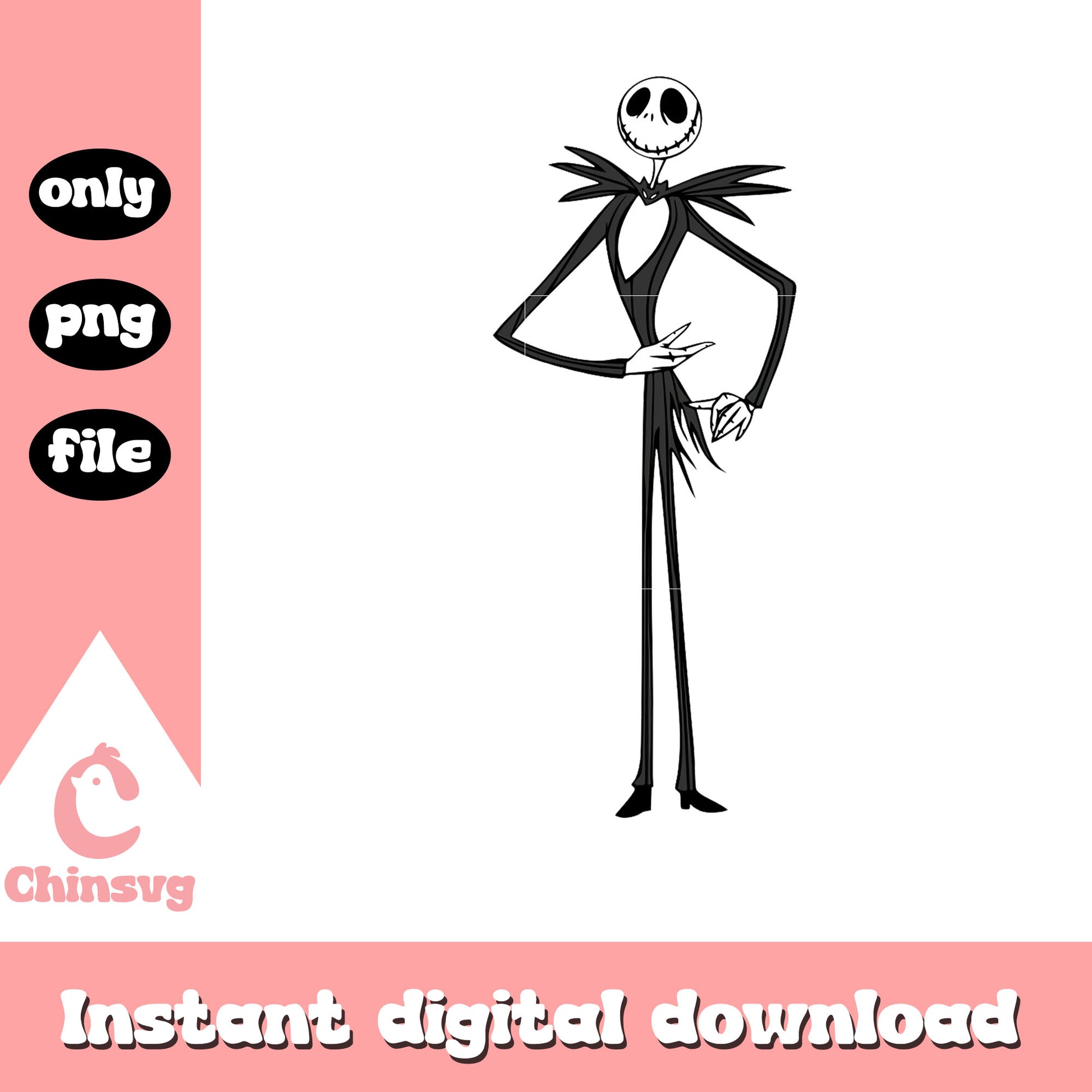 Jack skellington gothic design png, nightmare before christmas png