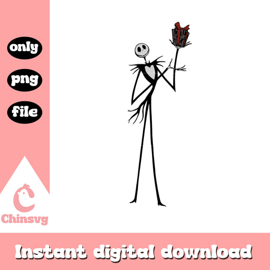 Jack skellington hand gift design png, jack skellington cartoon png