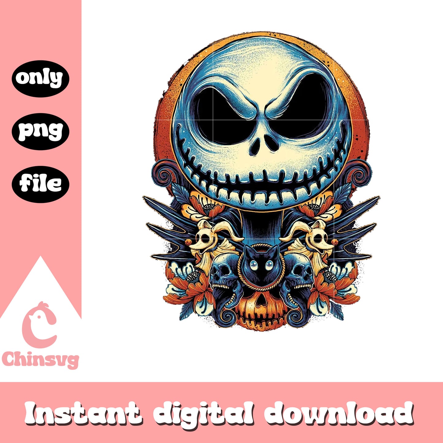 Jack skellington horror design png, jack skellington face png