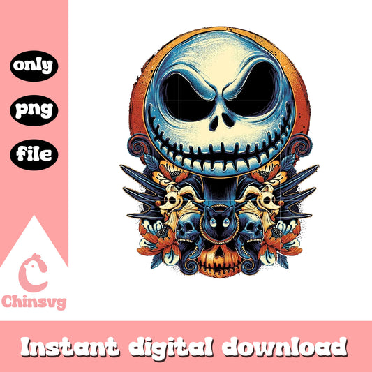 Jack skellington horror design png, jack skellington face png