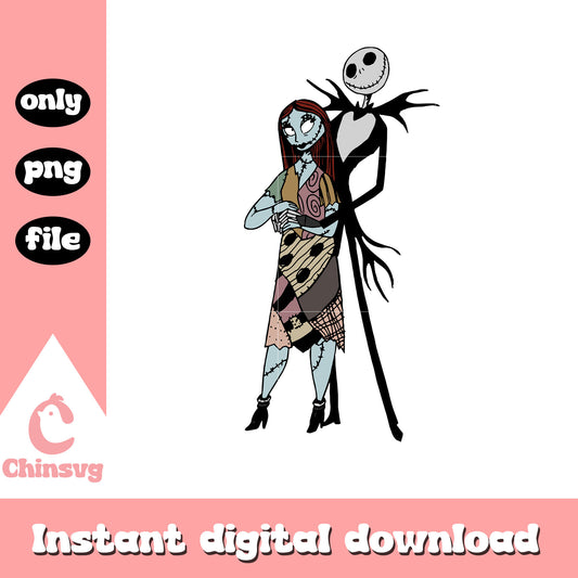 Jack skellington hugging sally clipart png, jack and sally png