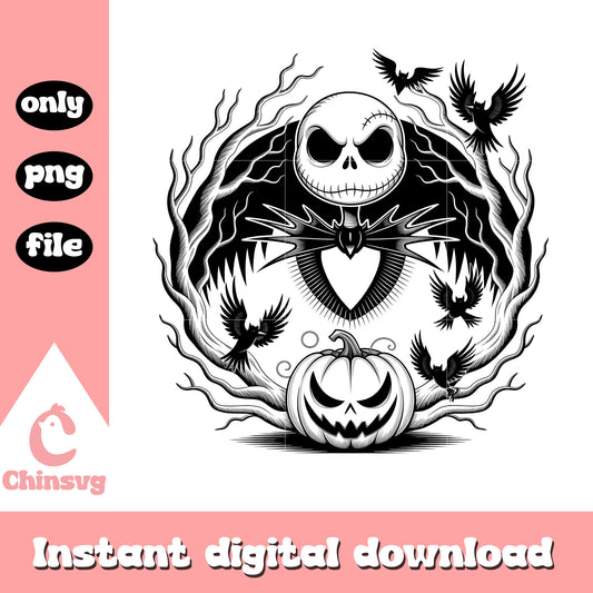 Jack skellington portrait black white png, jack skellington art png