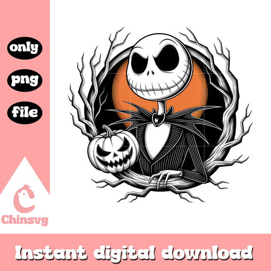 Jack skellington pumpkin portrait png, night before christmas movie png