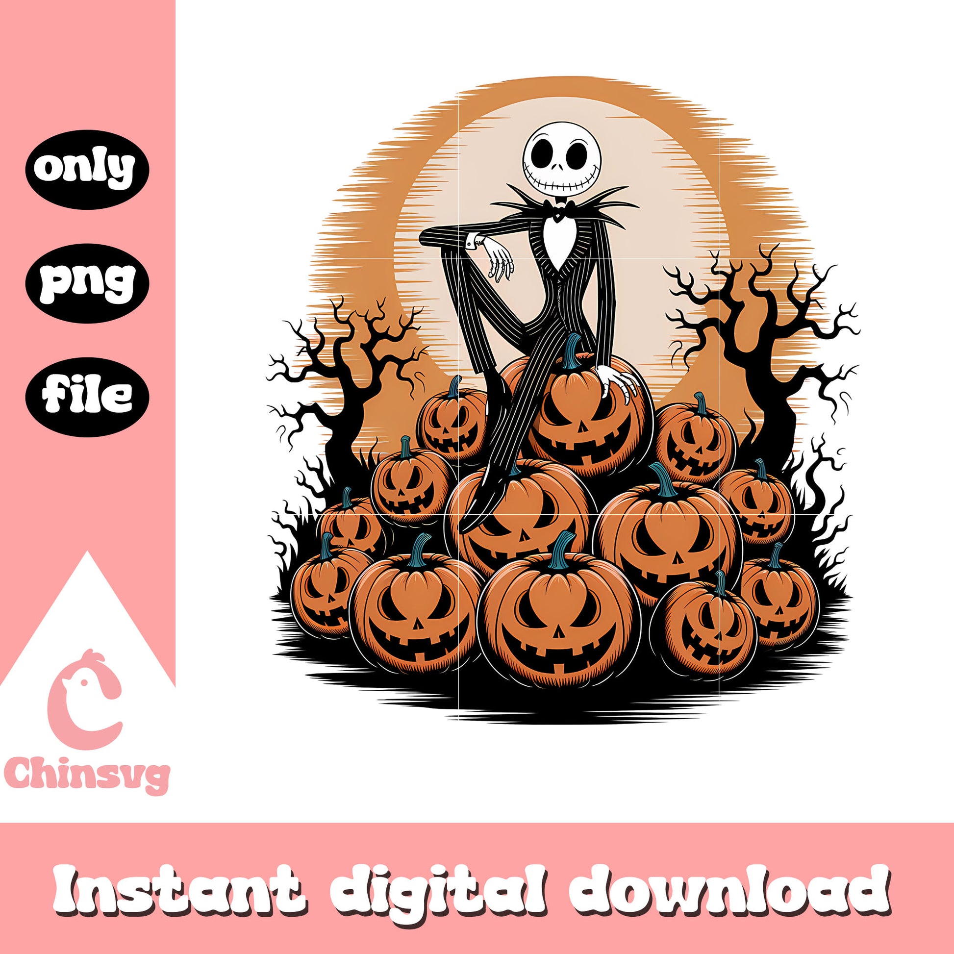 Jack skellington pumpkins design png, jack skellington pumpkin png