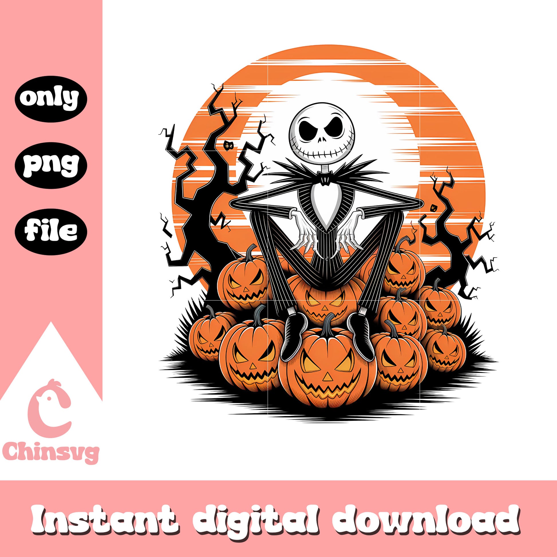 Jack skellington pumpkins png, jack skellington pumpkin king png