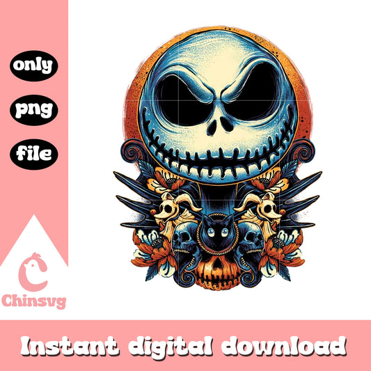 Jack skellington retro halloween png, jack skellington portrait png