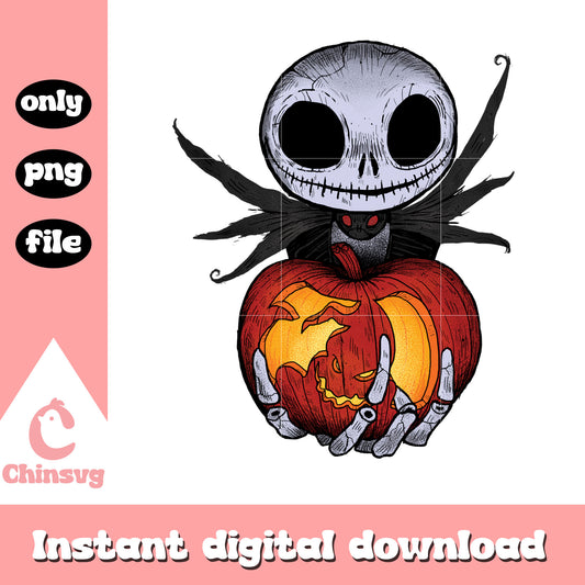 Jack skellington spooky pumpkin png, halloween pumpkin png