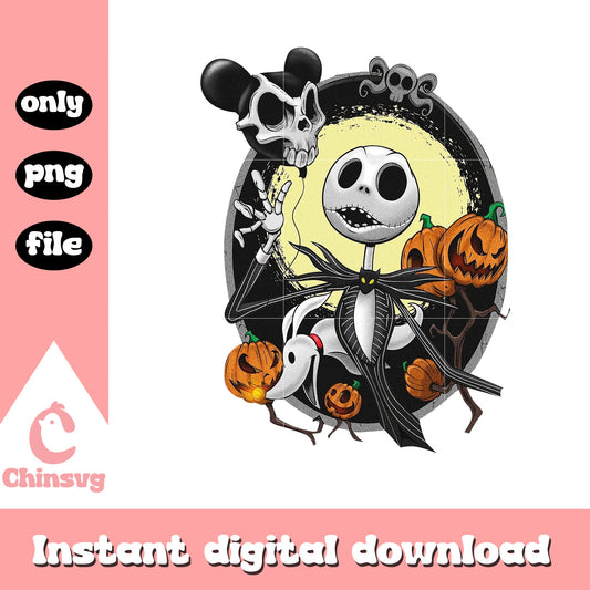 Jack skellinton on halloween png, jack skellington pumpkin png