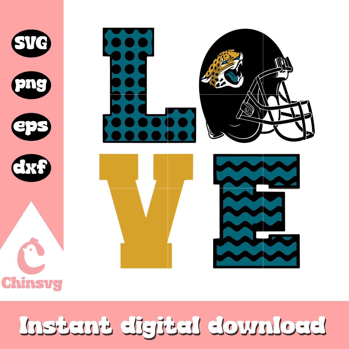 Jacksonville jaguars love helmet svg, jacksonville jaguars helmet logo svg