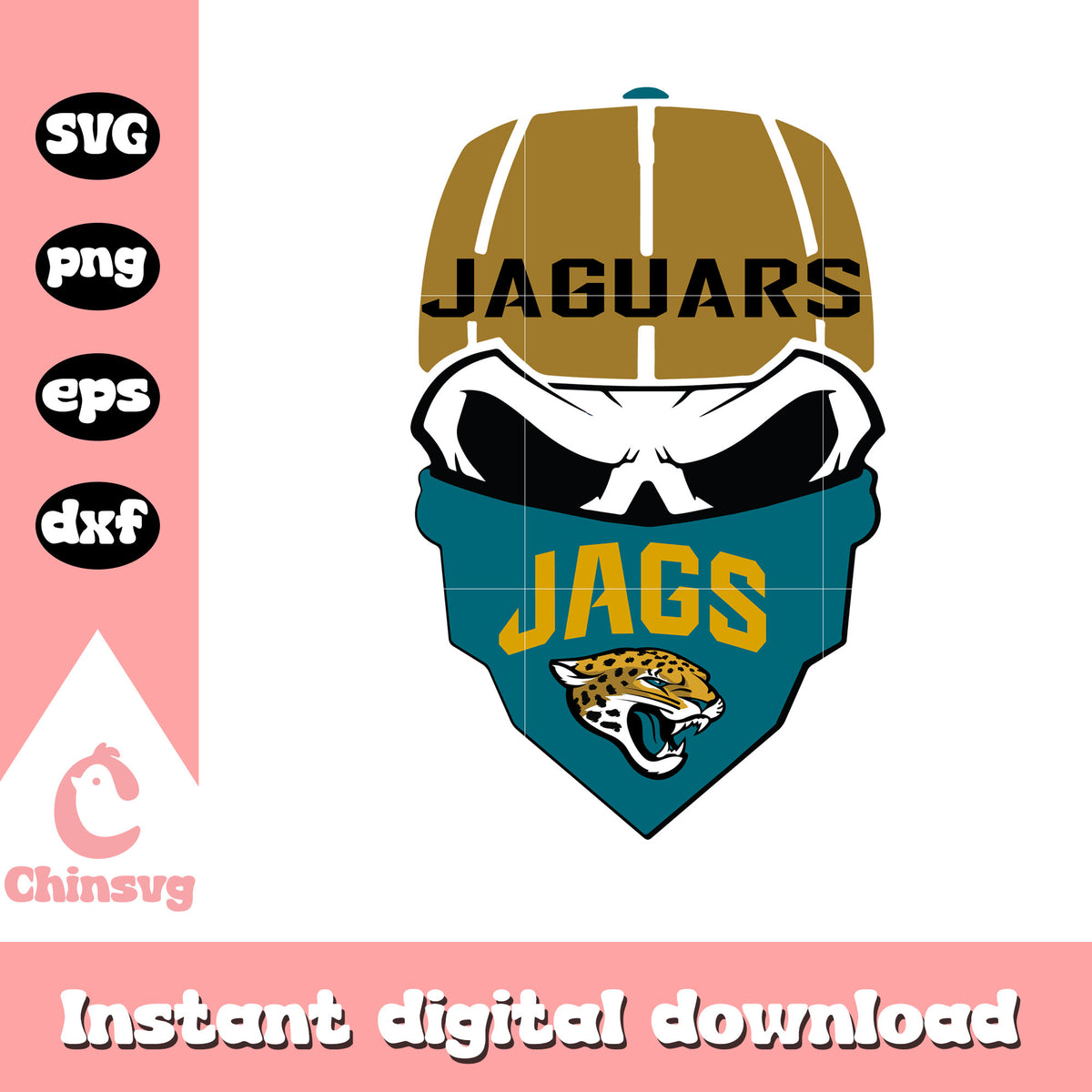 Jacksonville jaguars masked skull svg, jacksonville jaguars football svg