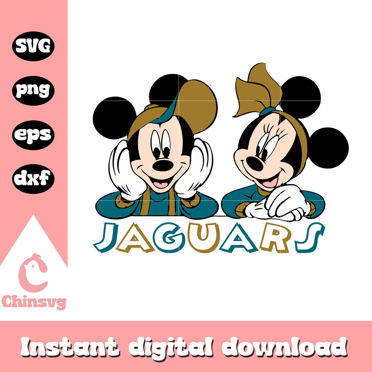 Jacksonville jaguars mickey and minnie svg, jacksonville jaguars football team svg