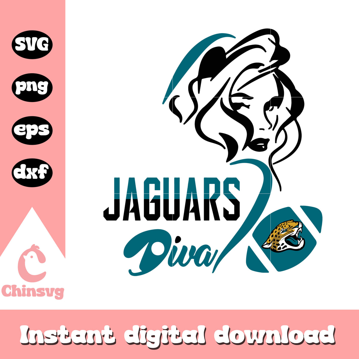 Jacksonville jaguars nfl diva girl svg, jaguar of jacksonville​ svg