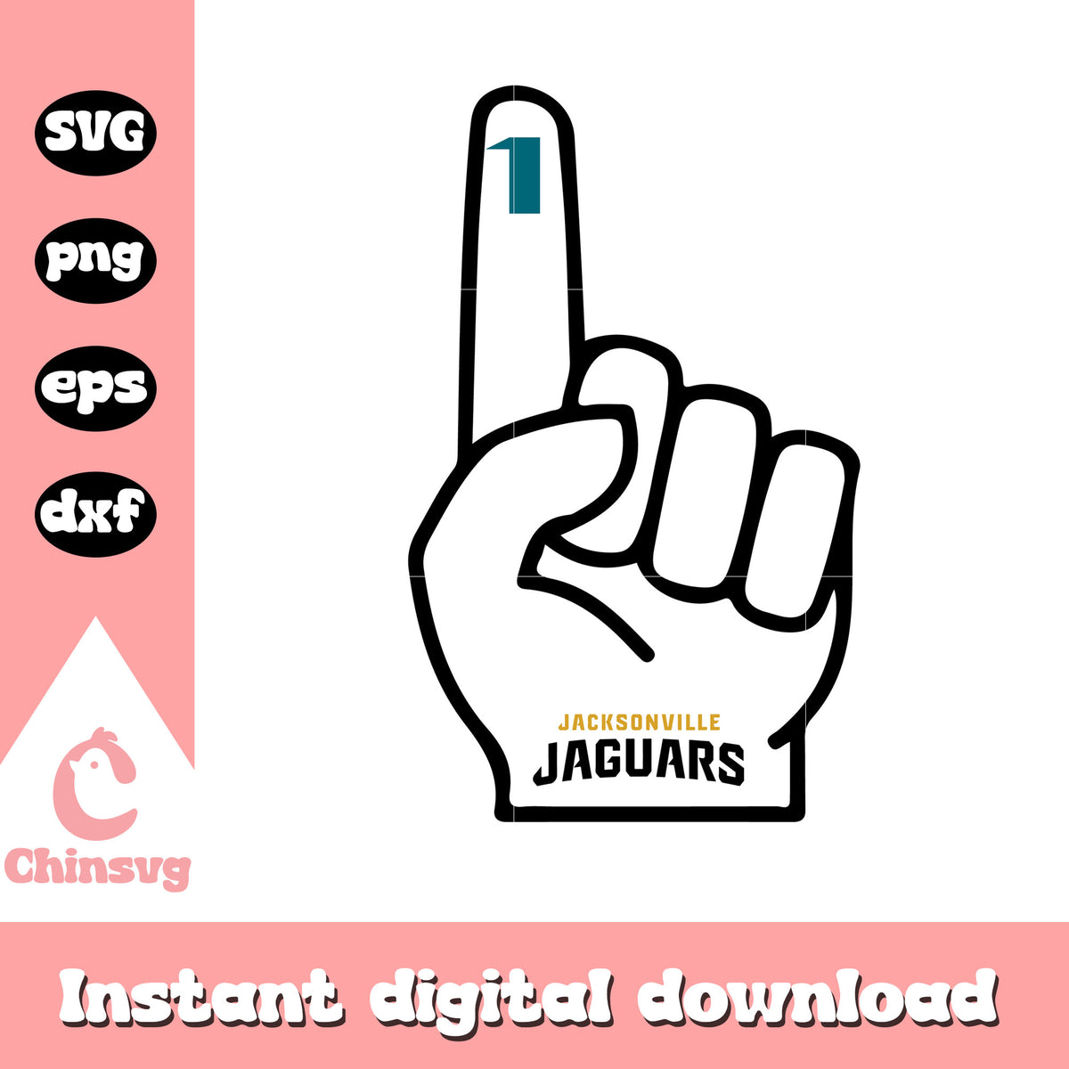 Jacksonville jaguars nfl hand one svg, jaguars nfl logo svg
