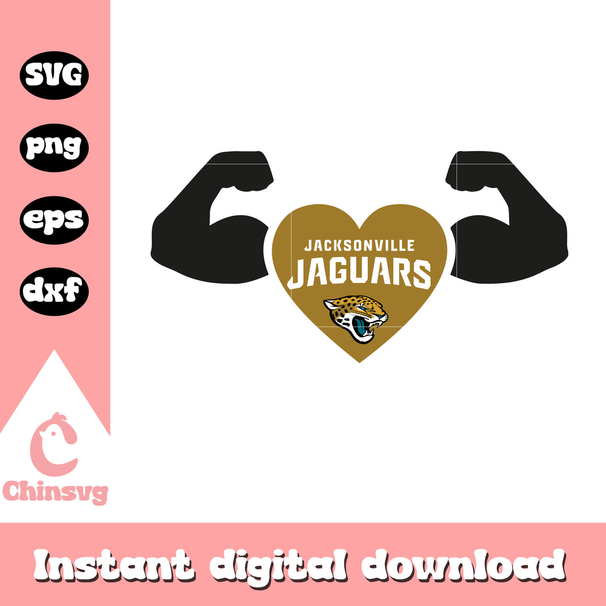 Jacksonville jaguars nfl heart power svg, jacksonville jaguars original logo svg