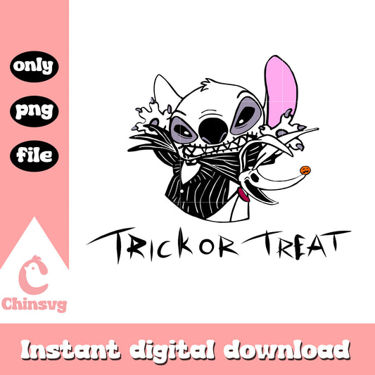 Jack stitch trick or treat png, stitch costume jack skellington png