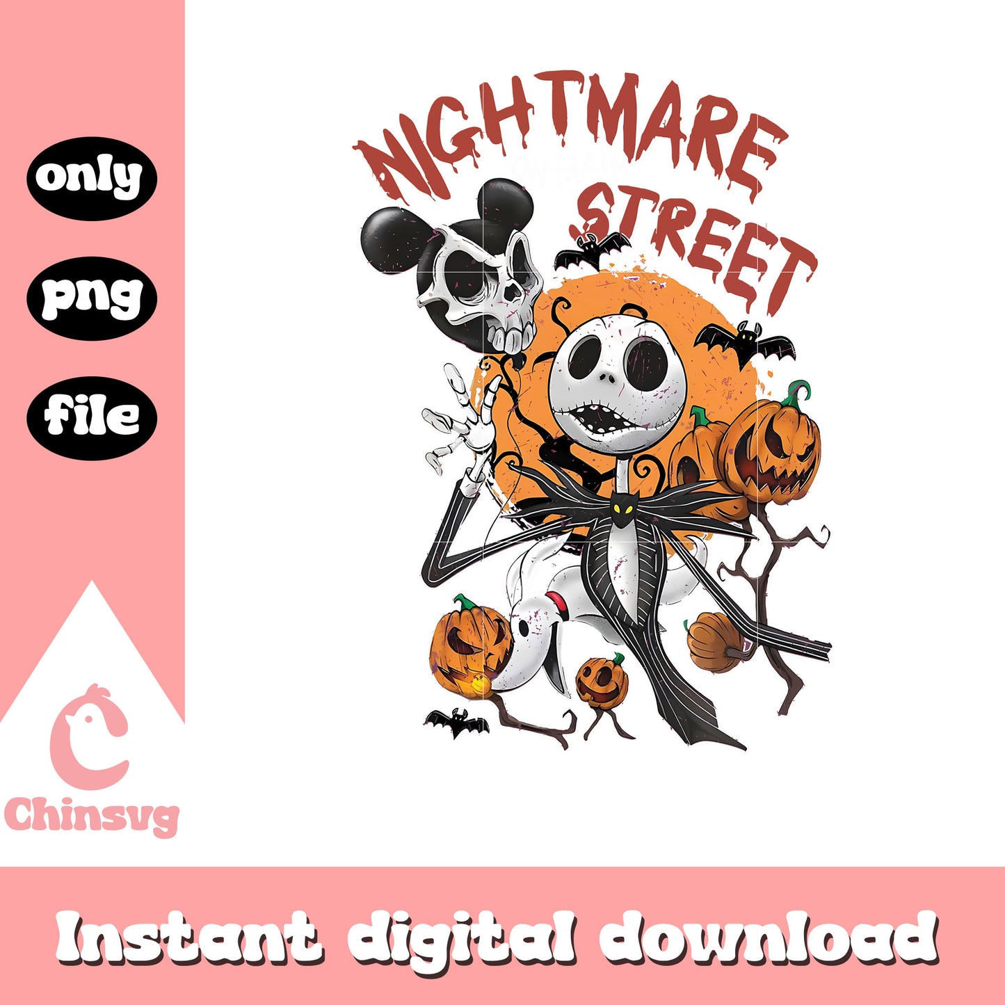Jack with zero skull balloon design png, nightmare before christmas png