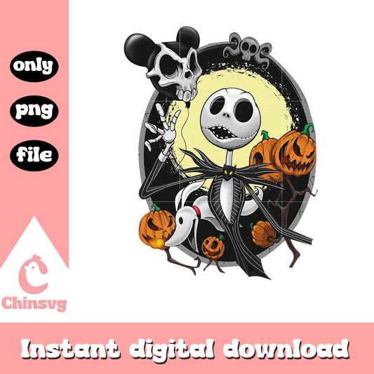 Jack with zero skull balloon png, jack nightmare before christmas png