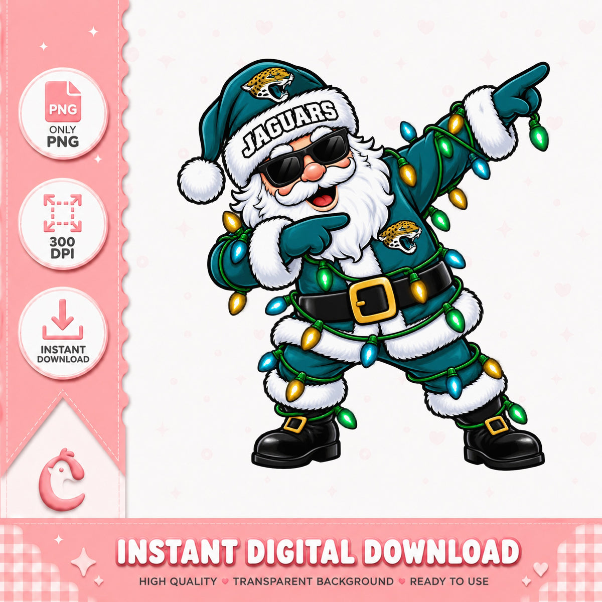 Jaguars Santa Claus Dabbing PNG, Christmas Football Fan, PNG