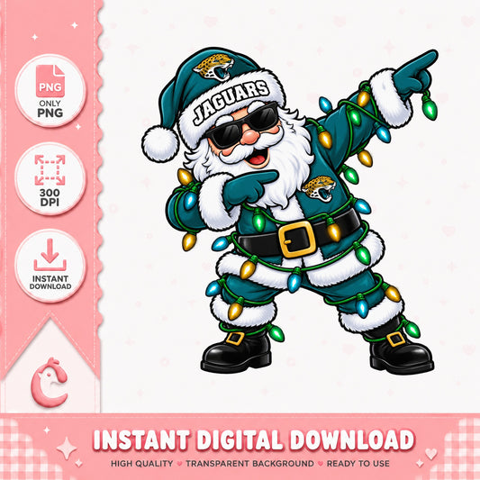 Jaguars Santa Claus Dabbing PNG, Christmas Football Fan, PNG