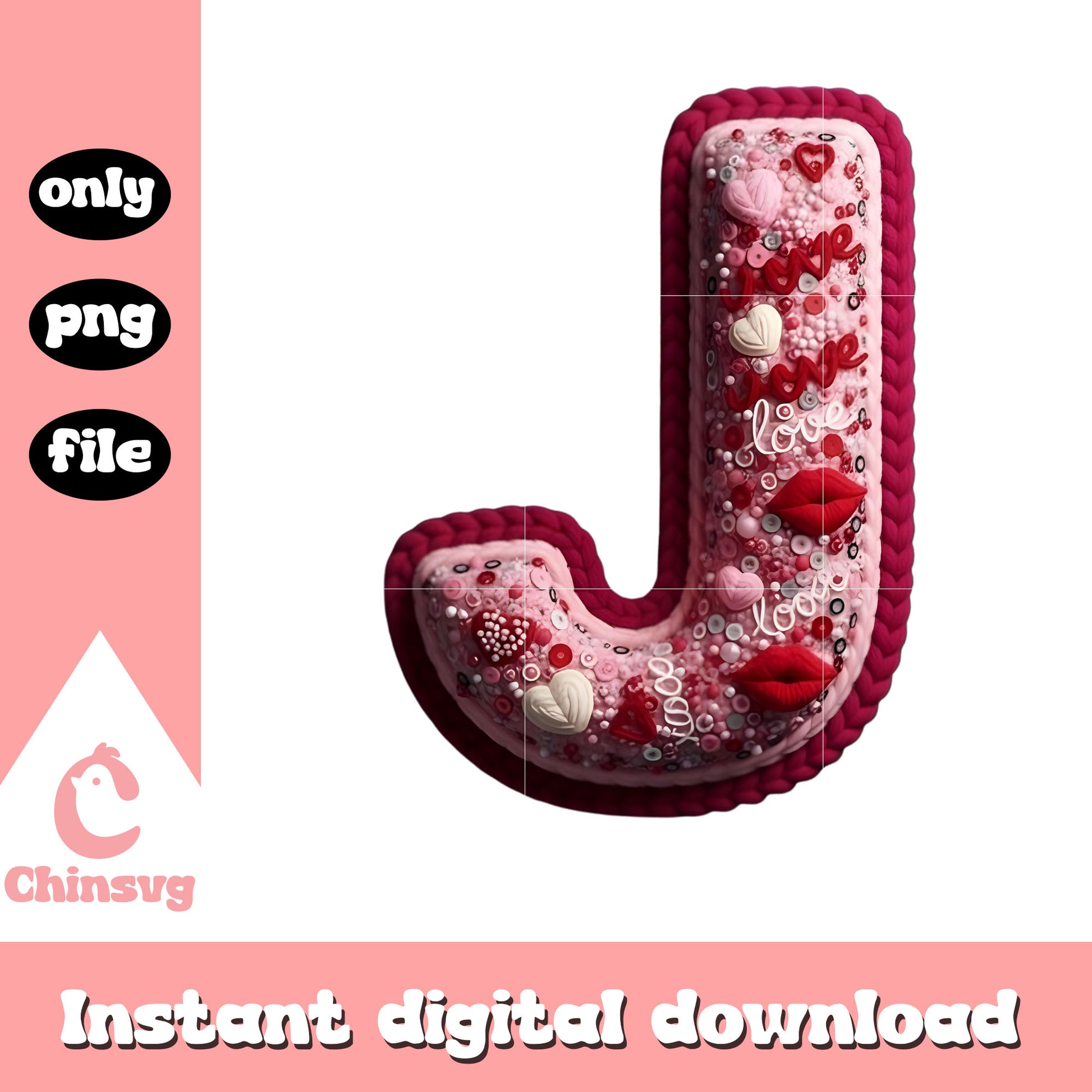 J alphabet valentine rose png, heart valentine's day​ png
