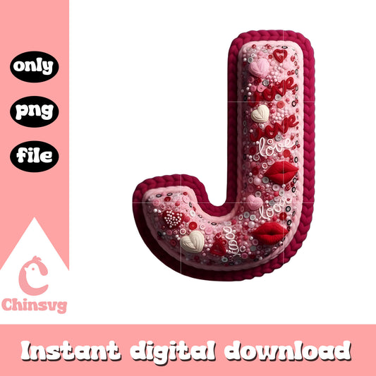J alphabet valentine rose png, heart valentine's day​ png