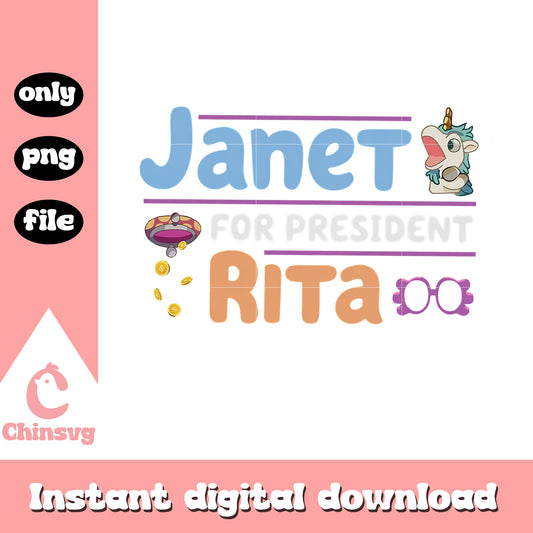 Janet for president rita png, Janet and Rita png, bluey png