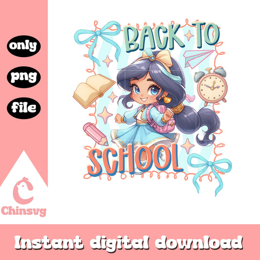 Jasmine back to school coquette design png, jasmine disney png