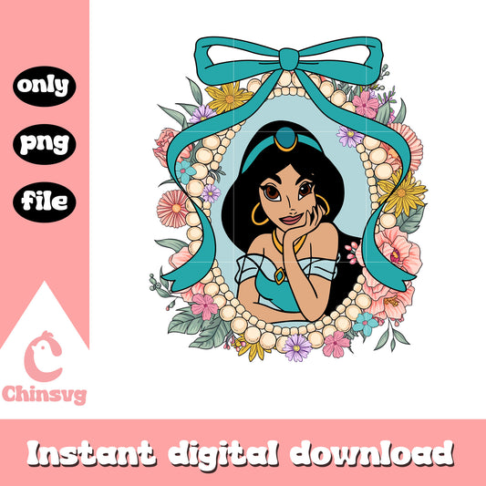 Jasmine princess and vintage mirror png, jasmine disney princess png
