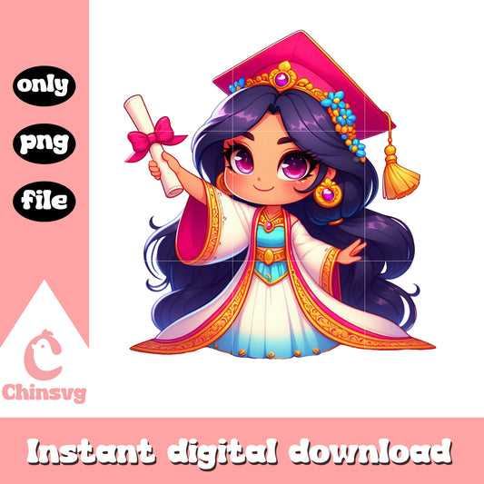 Jasmine princess graduation day design png,  jasmine disney png
