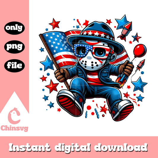 Jason Voorhees independence day png, Jason Voorhees patriotic png