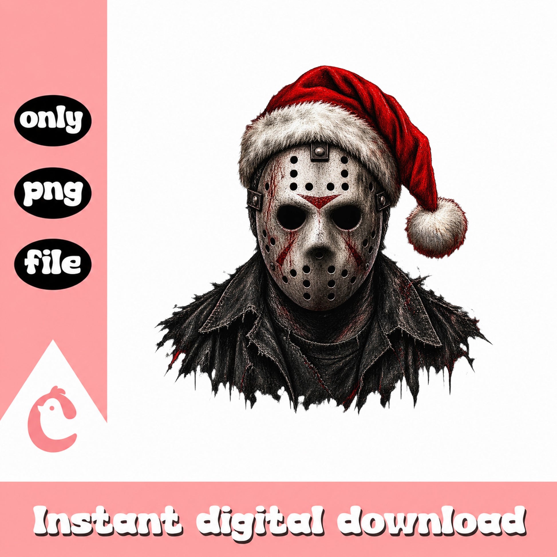 Jason Voorhees Christmas PNG, Horror Santa Hat, Friday 13th PNG