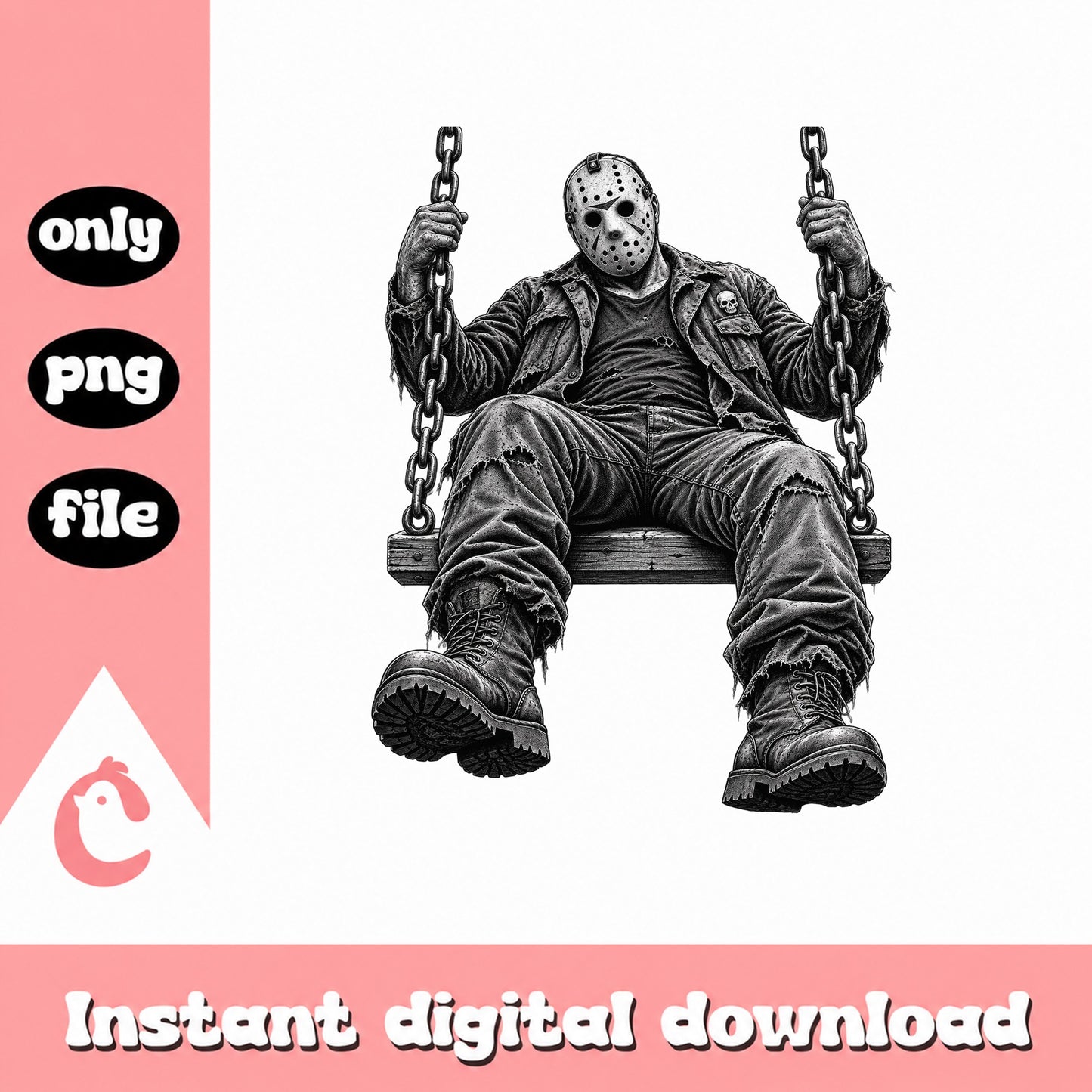 Jason Voorhees On Swing PNG, Horror Movie Character, Halloween PNG