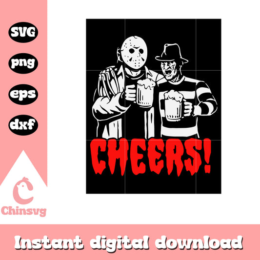 Jason and Freddy character svg, horror characters svg