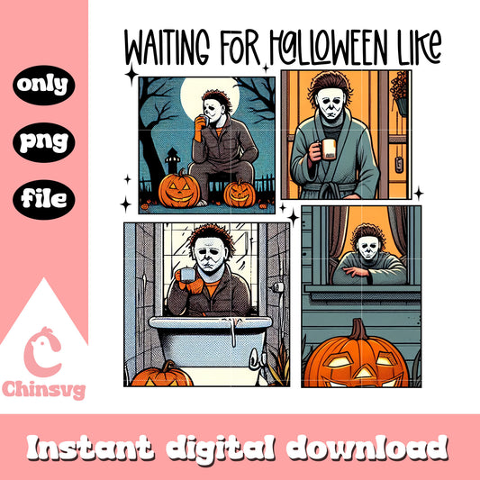 Jason retro just waiting for halloween like png, retro pumpkin png