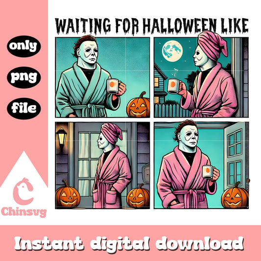 Jason towel coffee waiting for halloween like png, horror halloween png