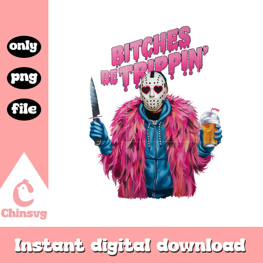Jason voorhees bitches be trippin knife png, horror valentine day png