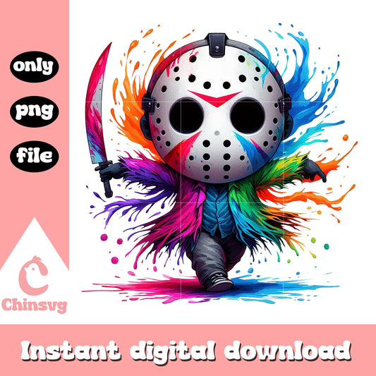 Jason voorhees chibi colorful design png, friday the 13th png