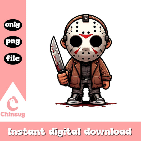 Jason voorhees chibi horror png, Jason voorhees chibi knife png