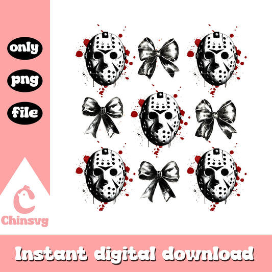 Jason voorhees coquette ribbon halloween design png, jason voorhees png
